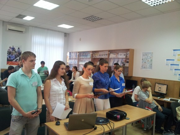 Student’s teams present a business project in a videoconference