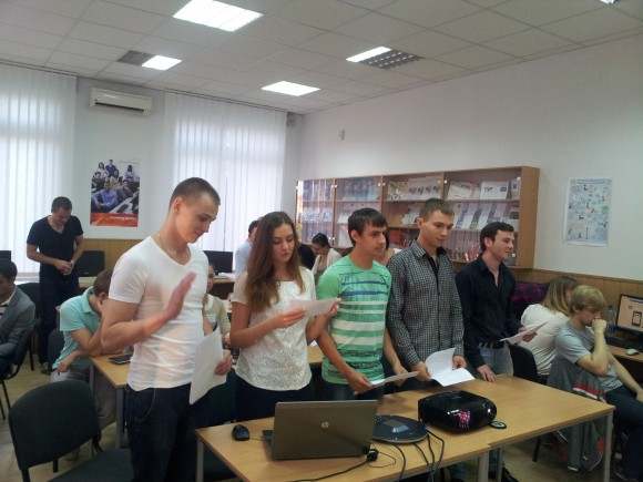 Student’s teams present a business project in a videoconference